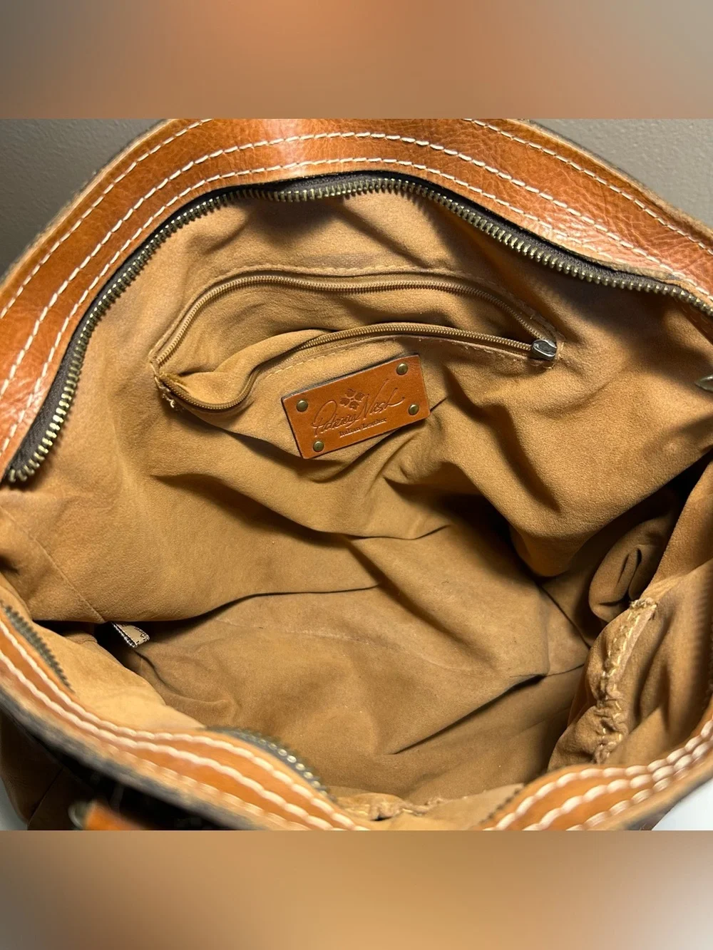 Patricia Nash Poppy Tote Heritage Shoulder Bag Tote Italian Leather Brown